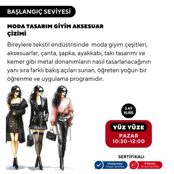 Moda Tasarım Giyim Aksesuar Çizim (Yüz Yüze)