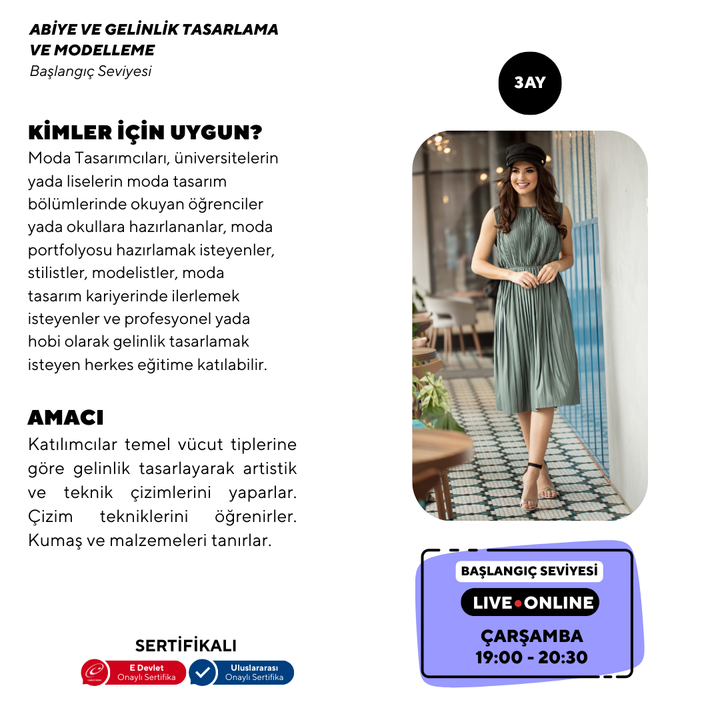 Abiye ve Gelinlik Tasarlama Modelleme (online)