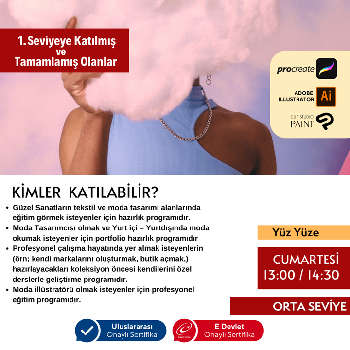 Moda Tasarım Dijital Çizim - (Orta Seviye) Yüz Yüze