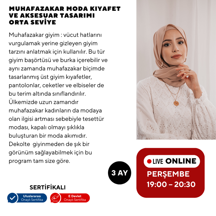 Muhafazakar Moda Kıyafet ve Aksesuar Tasarımı - Orta Seviye