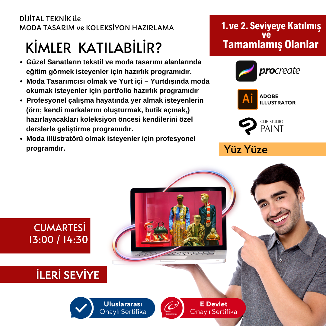 Moda Tasarım Dijital Çizim - (İleri Seviye) Yüz Yüze