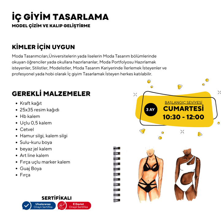 İç Giyim Tasarlama Model Çizim ve Kalıp Geliştirme -Başlangıç Seviyesi
