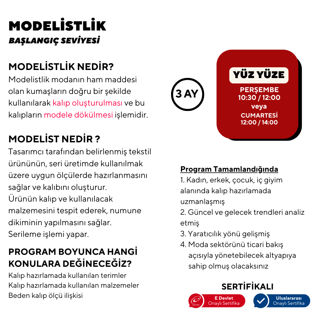 Modelistlik (Başlangıç Seviyesi) -Yüz Yüze