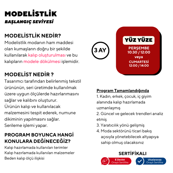 Modelistlik (Başlangıç Seviyesi) -Yüz Yüze