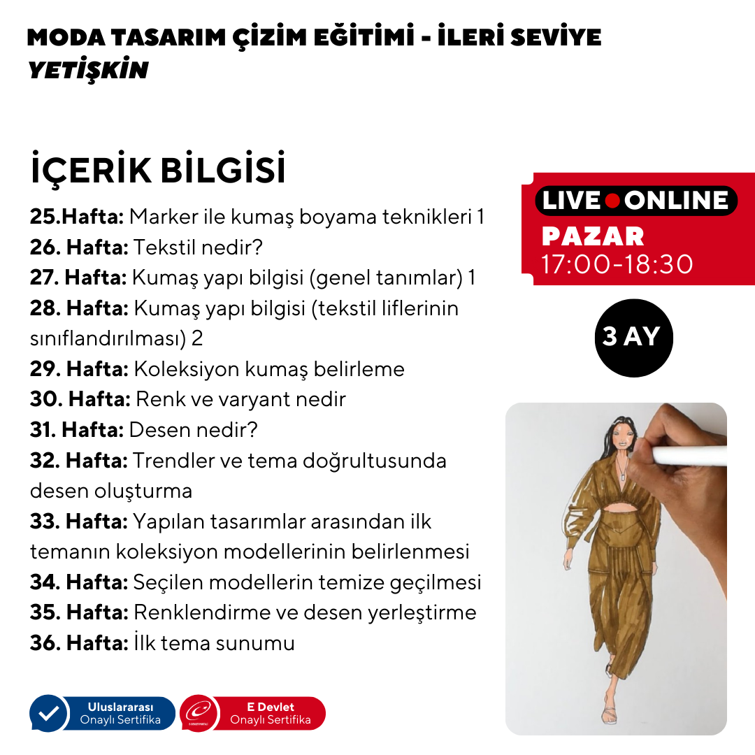 Moda Tasarım ve Çizim Dersleri-İleri Seviye (Online)