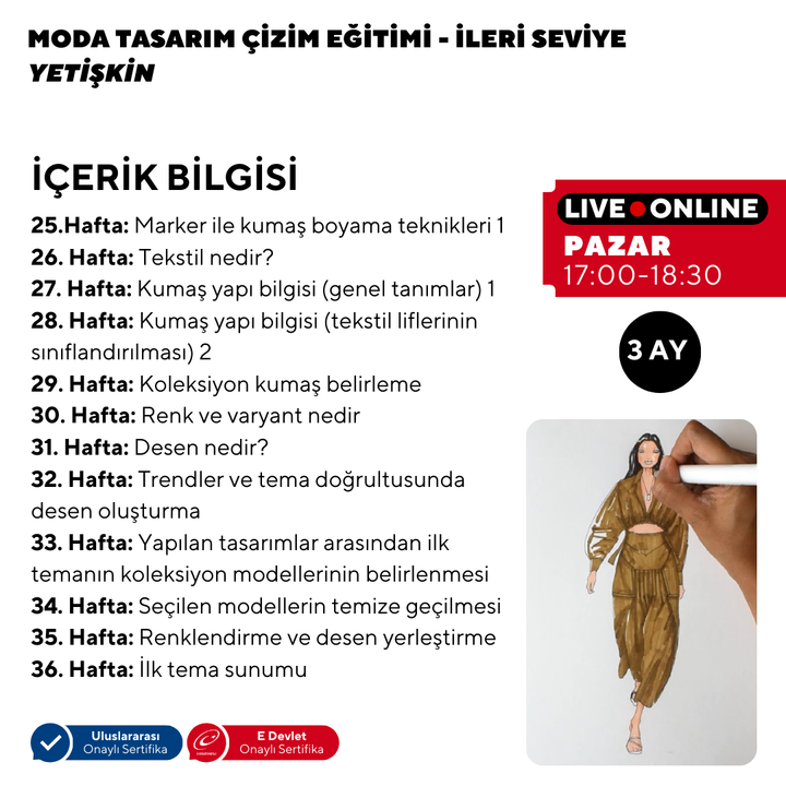 Moda Tasarım ve Çizim Dersleri-İleri Seviye (Online)