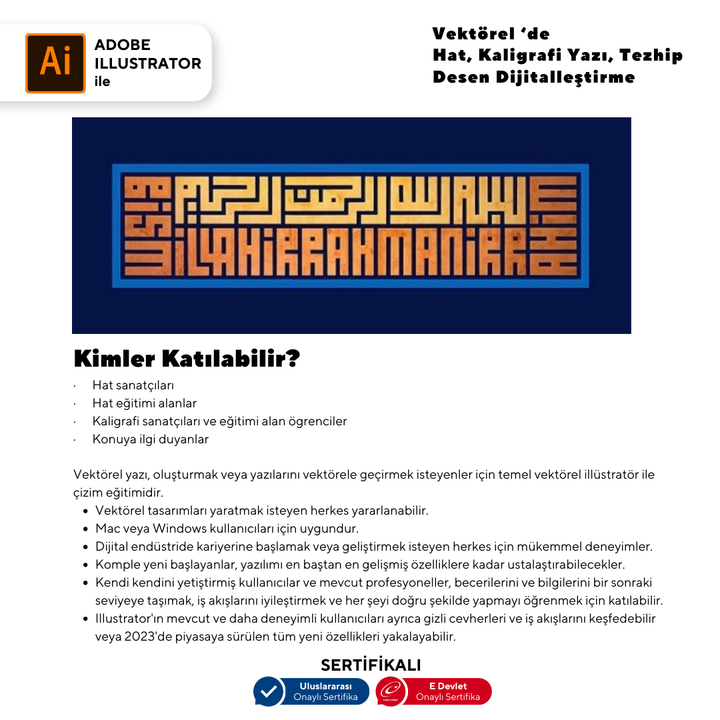 Vektorel'de Hat kaligrafi Yazı Tezhip Desen Dijitalleştirme (Online)