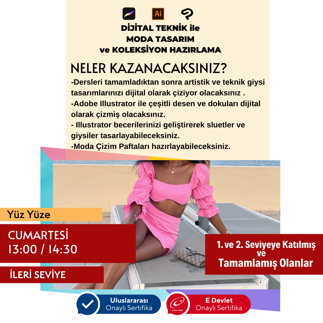 Moda Tasarım Dijital Çizim - (İleri Seviye) Yüz Yüze