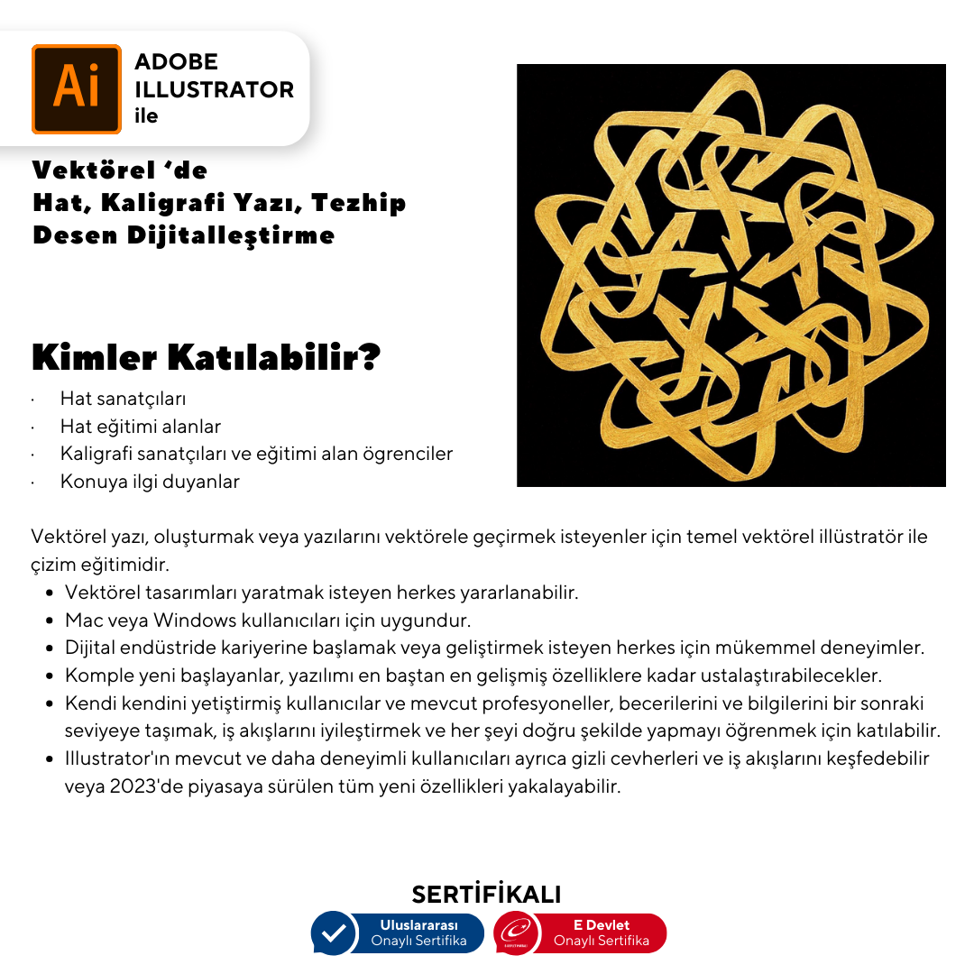 Vektorel'de Hat kaligrafi Yazı Tezhip Desen Dijitalleştirme