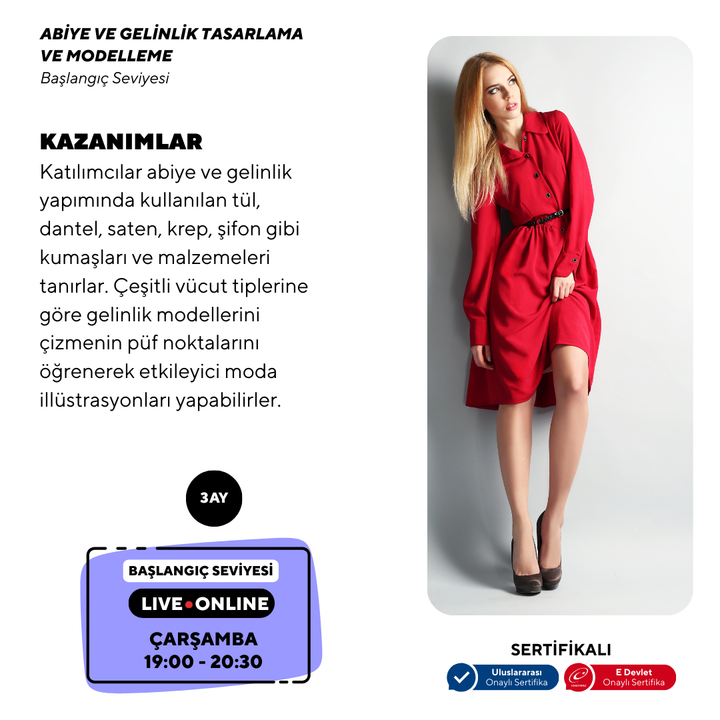 Abiye ve Gelinlik Tasarlama Modelleme (online)