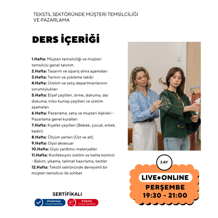 Müsteri Temsilciliği ve Pazarlama (Tekstil Sektörü) - Online