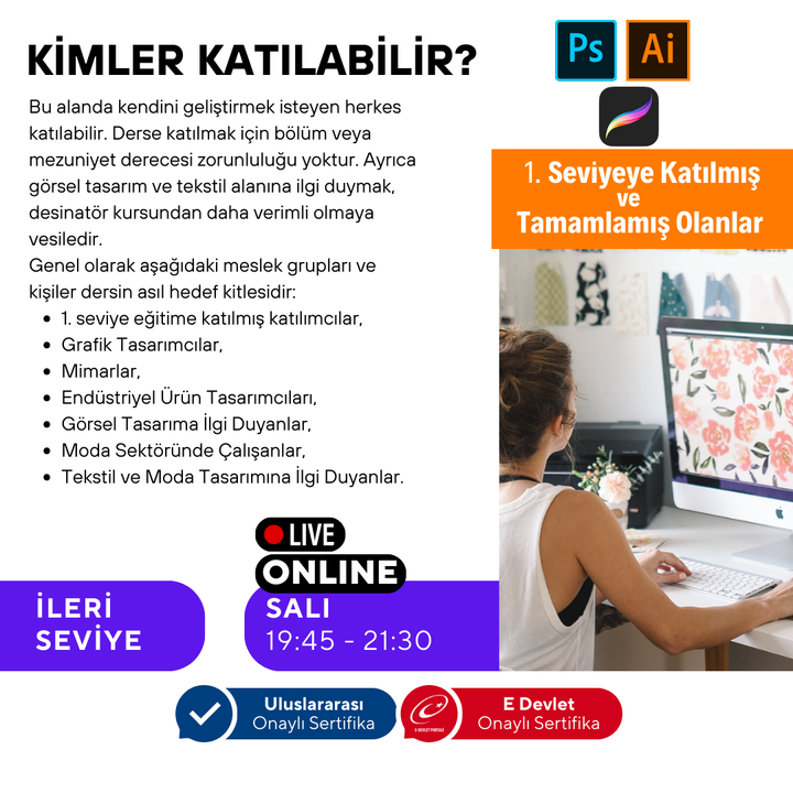 Adobe Illustrator ile Desinatörlük (Baskı Desen Tasarımı) (İleri Seviye)