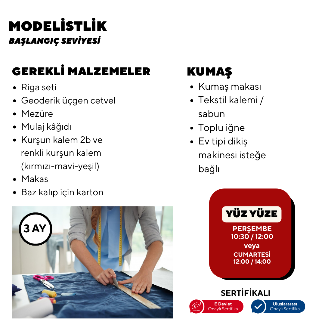 Modelistlik (Başlangıç Seviyesi) -Yüz Yüze