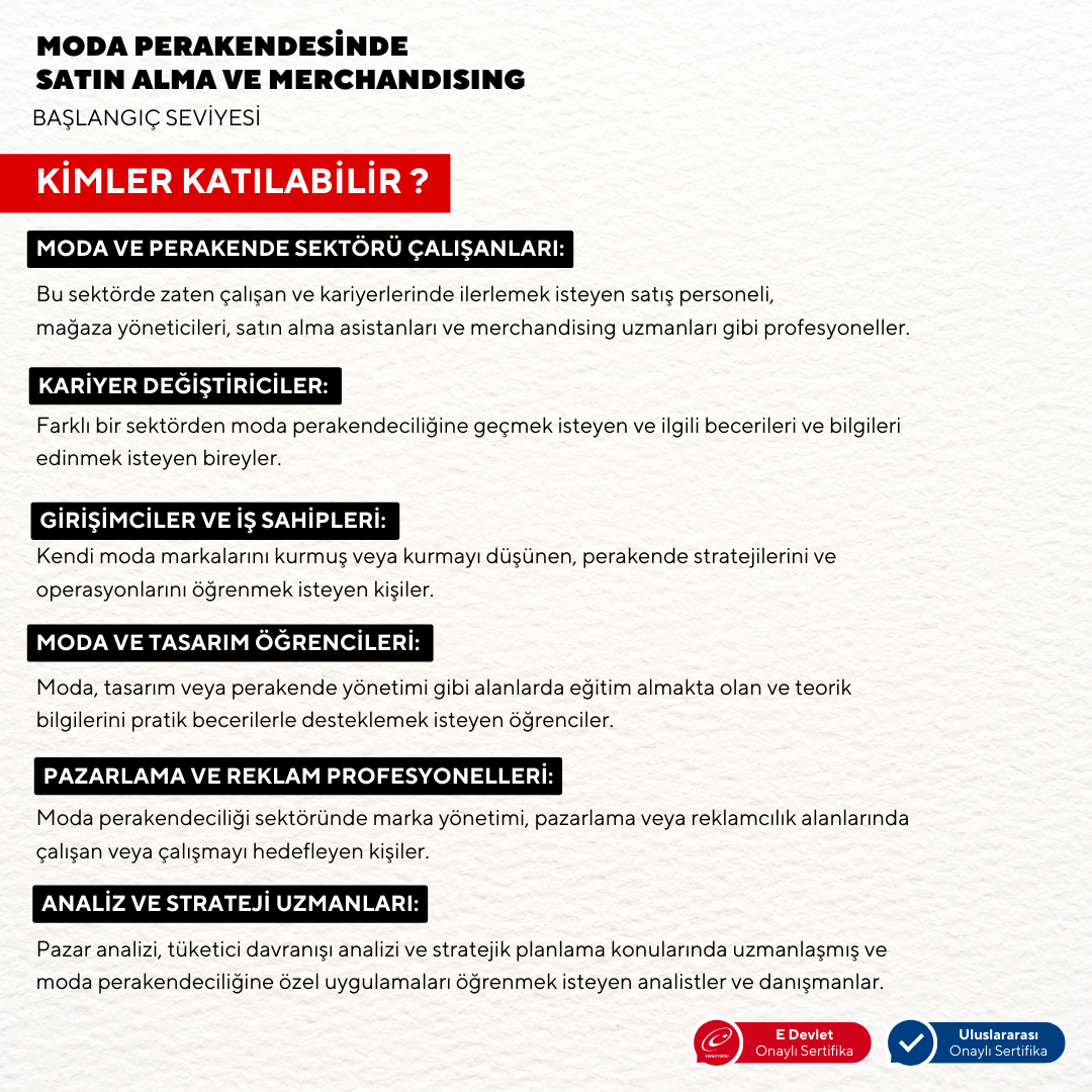 Moda Perakendesinde Satın Alma ve Merchandising ( Online)-Başlangıç Seviyesi