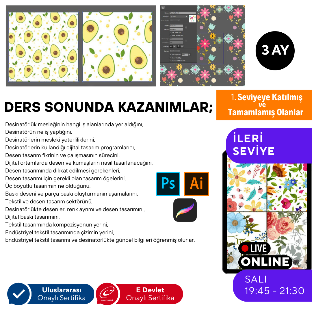 Adobe Illustrator ile Desinatörlük (Baskı Desen Tasarımı) (İleri Seviye)