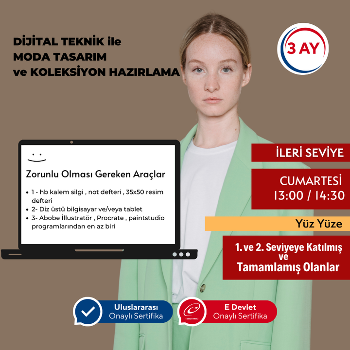 Moda Tasarım Dijital Çizim - (İleri Seviye) Yüz Yüze