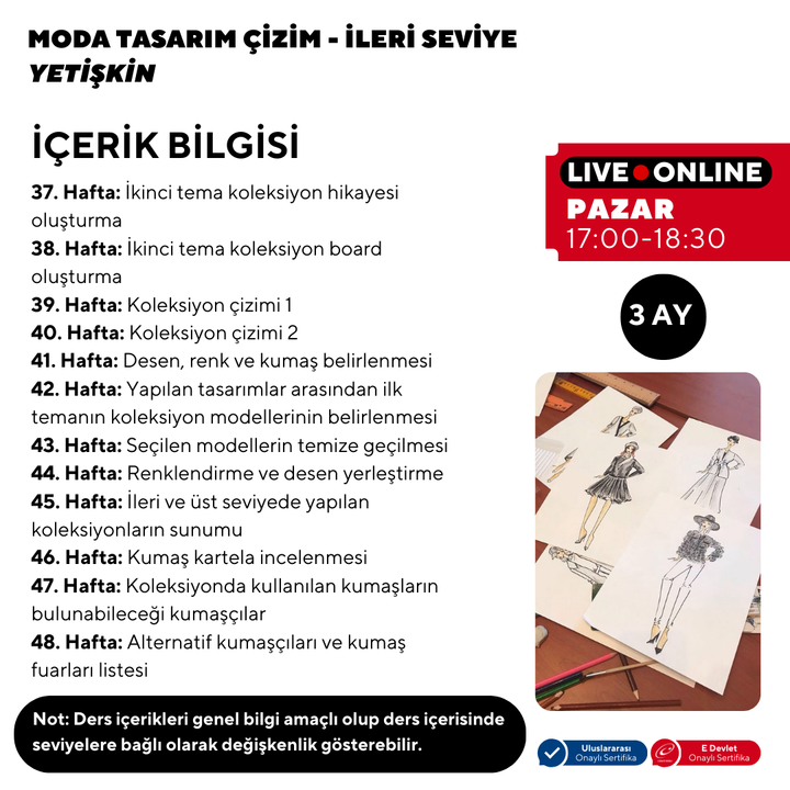 Moda Tasarım ve Çizim Dersleri-İleri Seviye (Online)