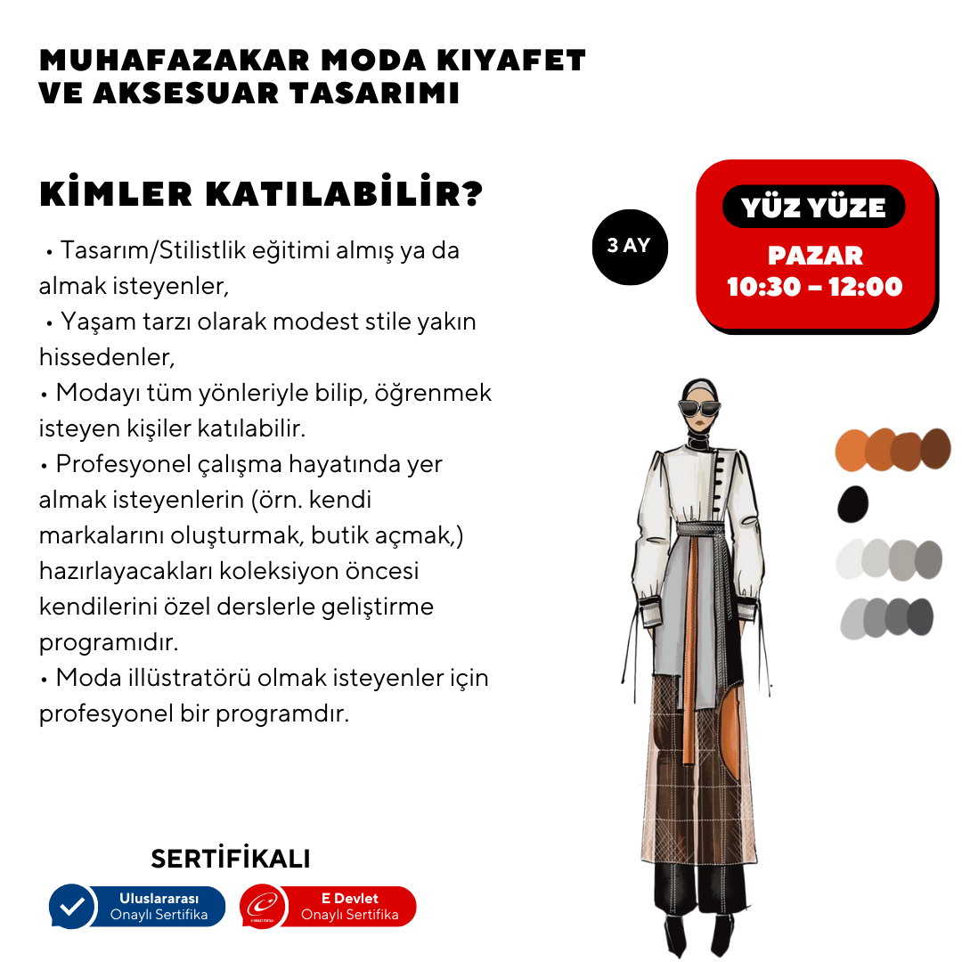Muhafazakar Moda Kıyafet ve Aksesuar Tasarımı ( yüz yüze)