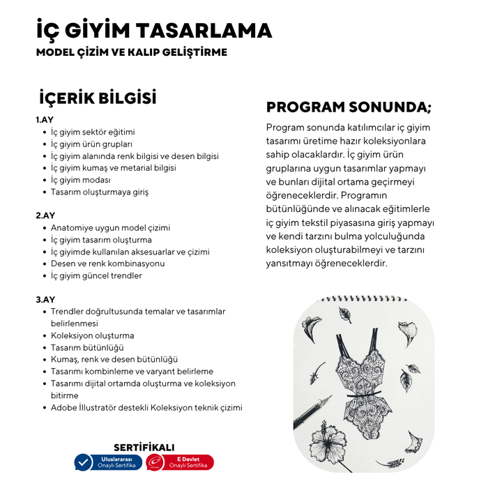 İç Giyim Tasarlama Model Çizim ve Kalıp Geliştirme -Başlangıç Seviyesi