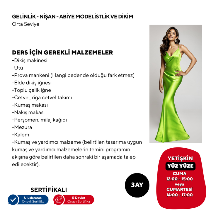 Gelinlik-Nişan-Abiye Elbise Kalıp Çıkartma Ve Dikim (Orta Seviyesi)