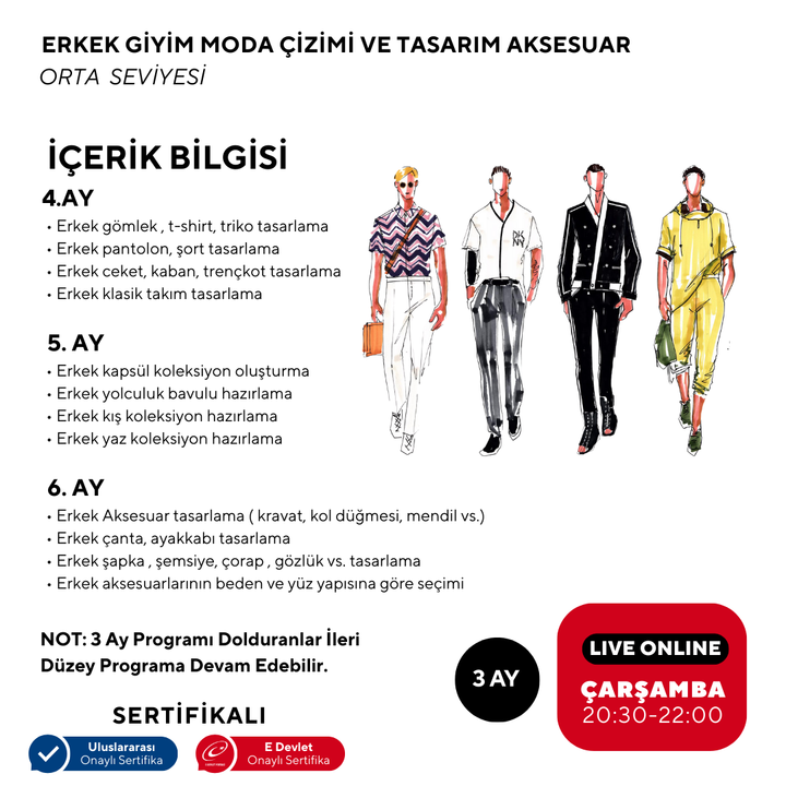 Erkek Giyim Moda Çizimi ve Tasarım Aksesuar -Orta Seviye