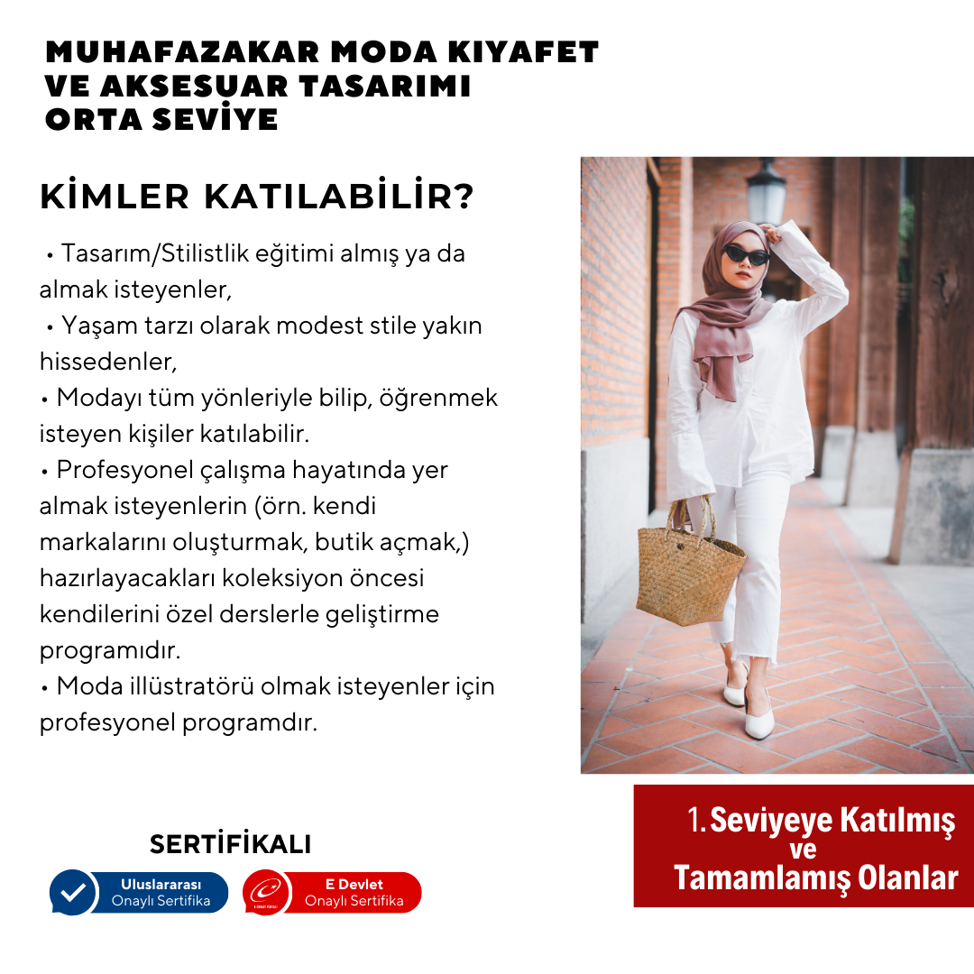 Muhafazakar Moda Kıyafet ve Aksesuar Tasarımı - Orta Seviye