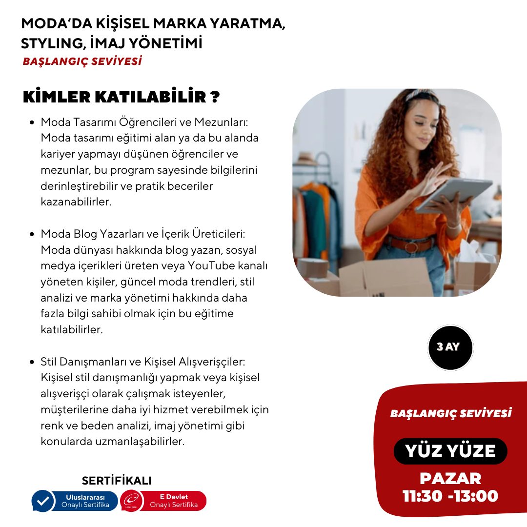 Moda'da Kişisel Marka Yaratma,Styling, İmaj Yönetimi -Başlangıç Seviyesi