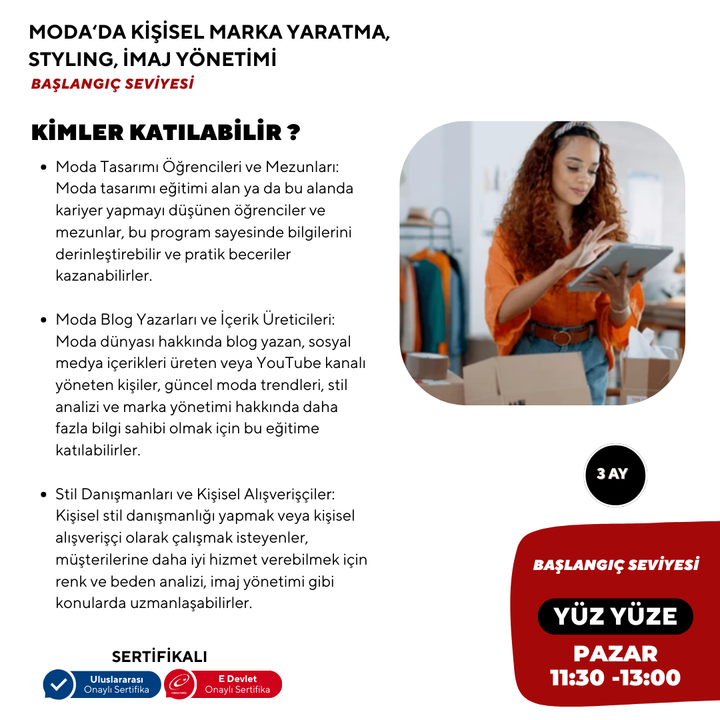 Moda'da Kişisel Marka Yaratma,Styling, İmaj Yönetimi -Başlangıç Seviyesi