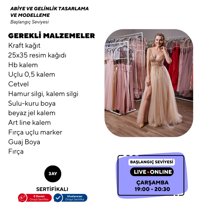 Abiye ve Gelinlik Tasarlama Modelleme (online)