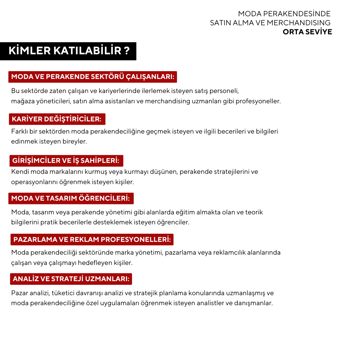 Moda Perakendesinde Satın Alma ve Merchandising ( Online)-Orta Seviye