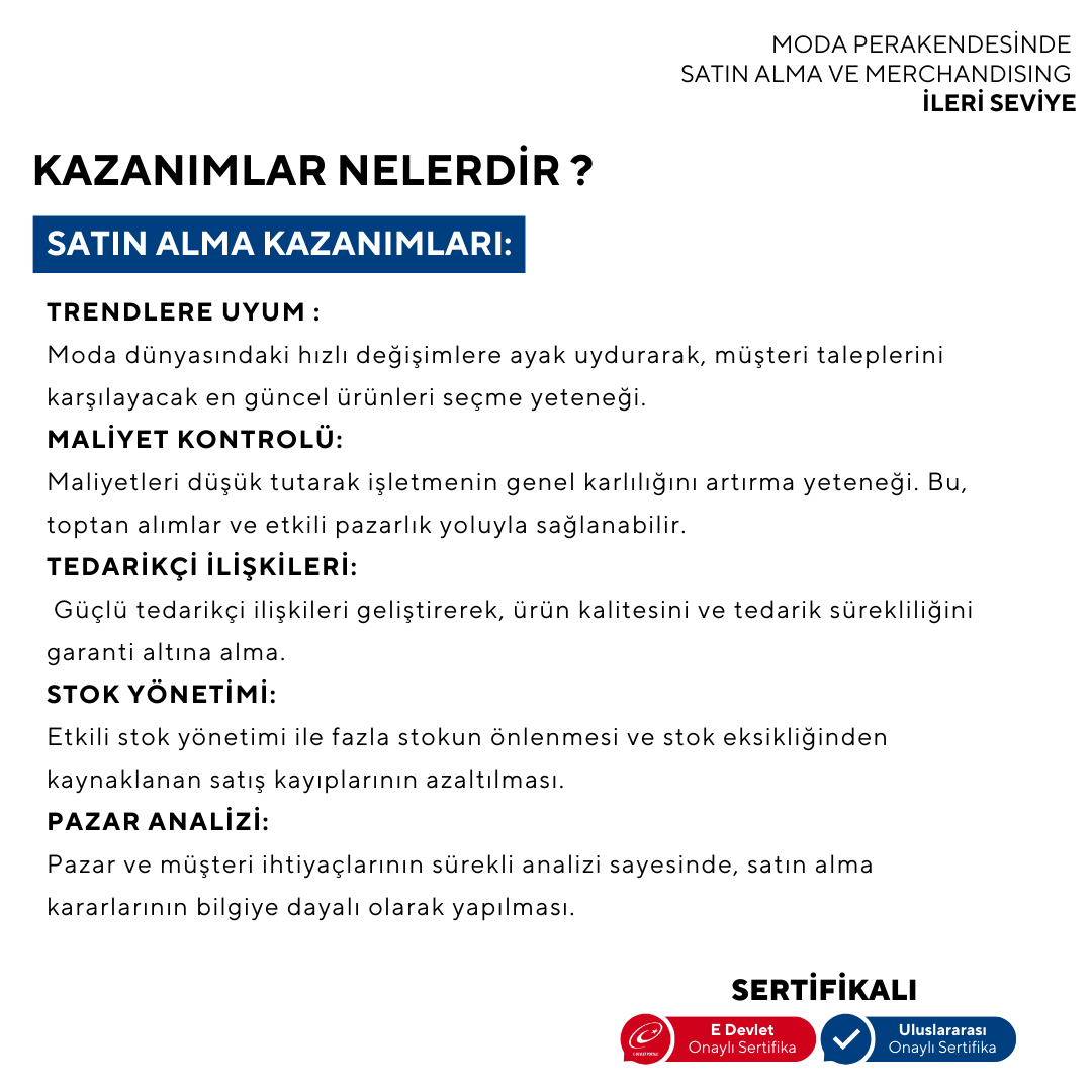 Moda Perakendesinde Satın Alma ve Merchandising ( Online)-İleri Seviye