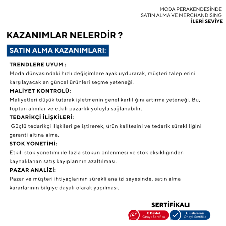 Moda Perakendesinde Satın Alma ve Merchandising ( Online)-İleri Seviye