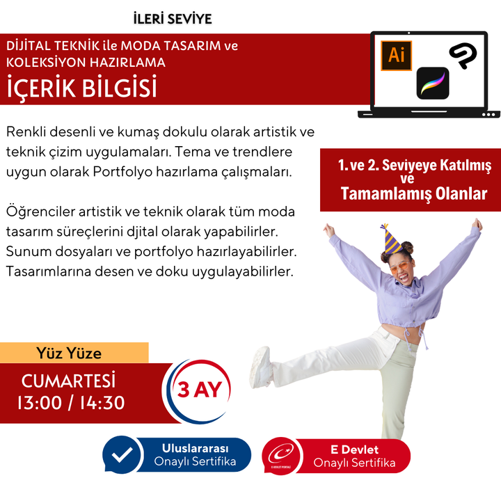 Moda Tasarım Dijital Çizim - (İleri Seviye) Yüz Yüze