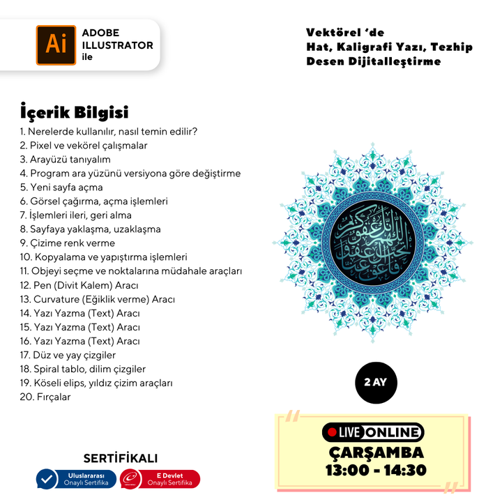 Vektorel'de Hat kaligrafi Yazı Tezhip Desen Dijitalleştirme (Online)