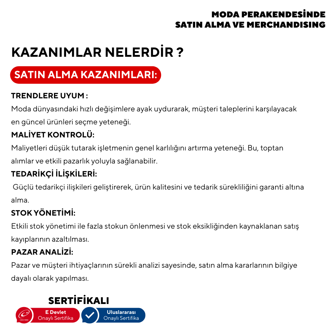 Moda Perakendesinde Satın Alma ve Merchandising ( Yüz Yüze)-Başlangıç Seviyesi