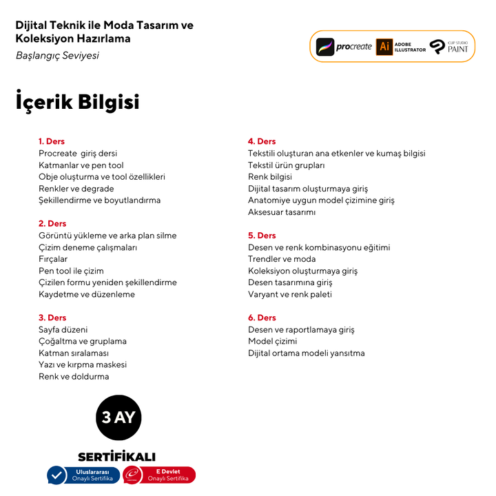 Dijital Teknik ile Moda Tasarım ve Koleksiyon Hazırlama Başlangıç Seviyesi(YüzYüze)