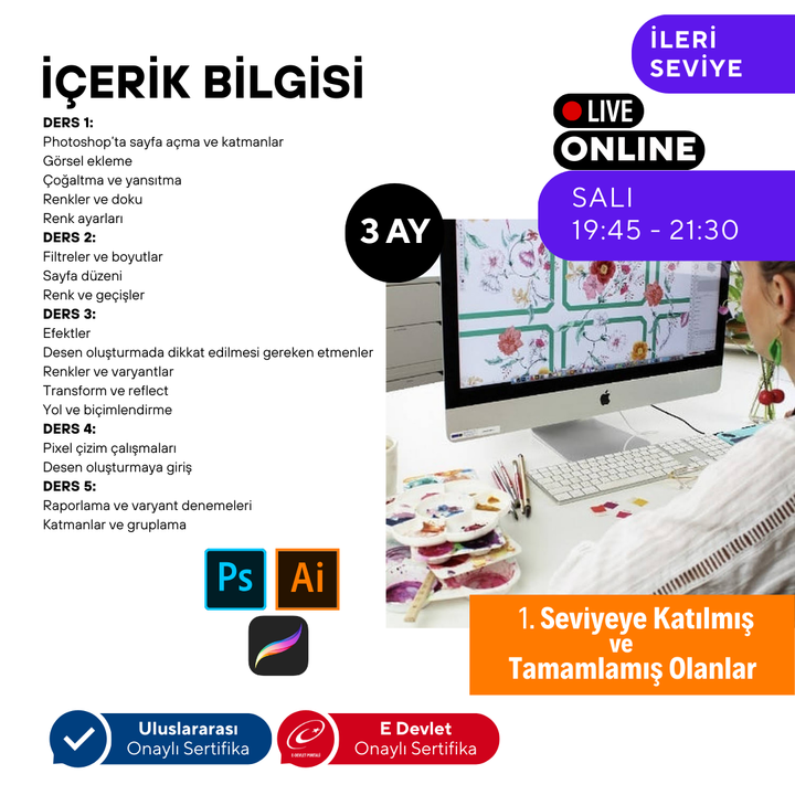 Adobe Illustrator ile Desinatörlük (Baskı Desen Tasarımı) (İleri Seviye)