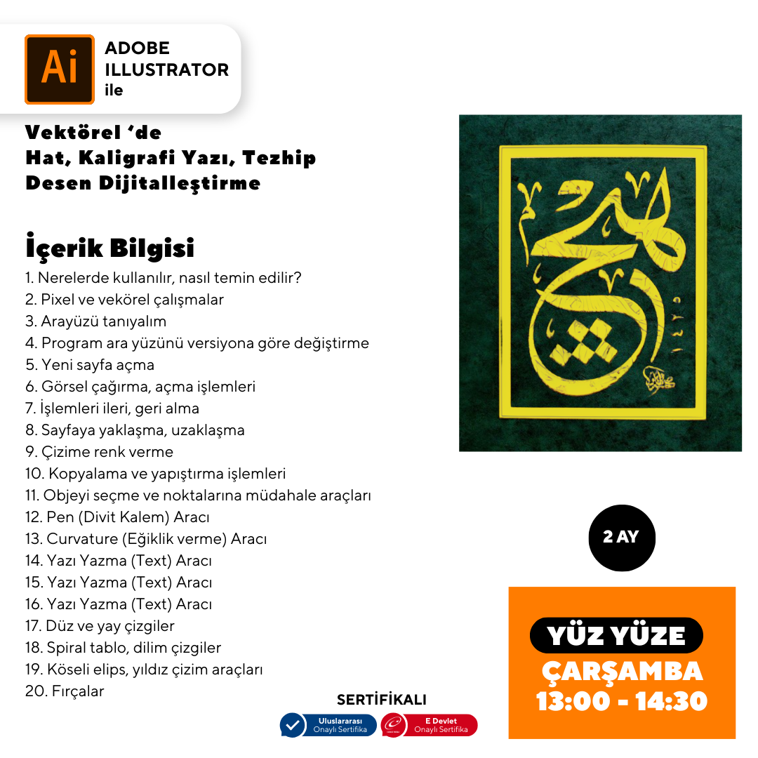 Vektorel'de Hat kaligrafi Yazı Tezhip Desen Dijitalleştirme