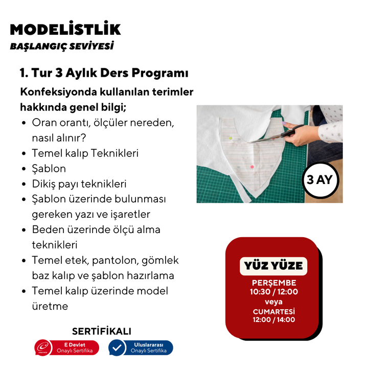 Modelistlik (Başlangıç Seviyesi) -Yüz Yüze