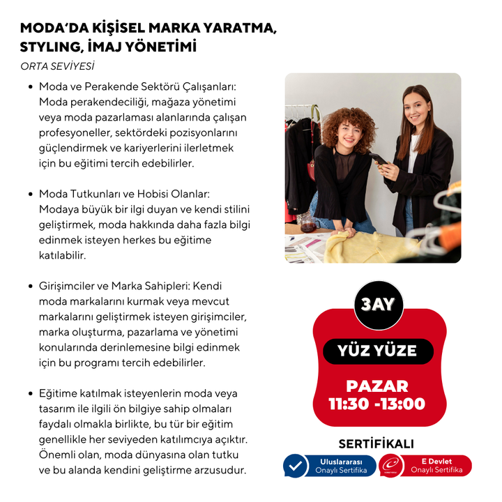 Moda'da Kişisel Marka Yaratma,Styling, İmaj Yönetimi -Orta Seviye