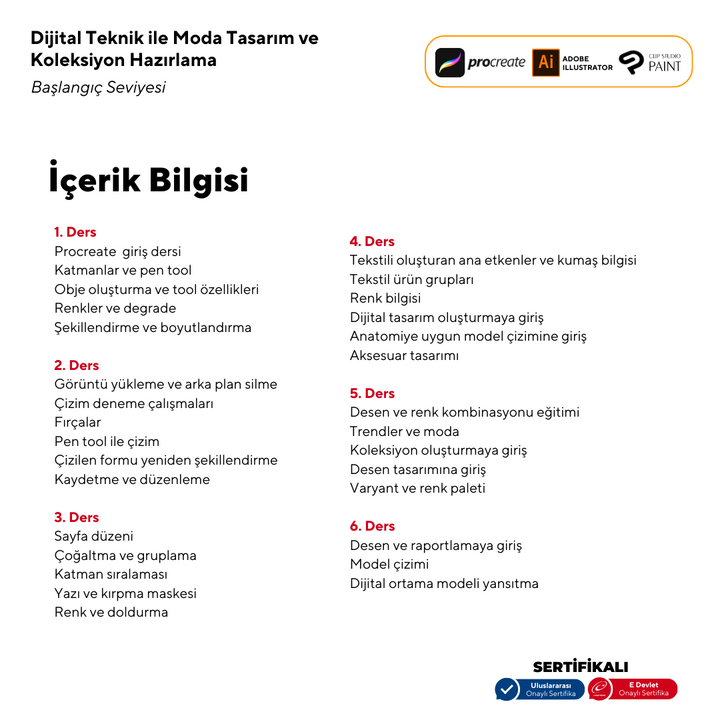 Dijital Teknik ile Moda Tasarım ve Koleksiyon Hazırlama Başlangıç Seviyesi(online)