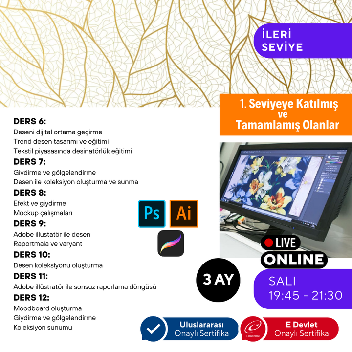 Adobe Illustrator ile Desinatörlük (Baskı Desen Tasarımı) (İleri Seviye)