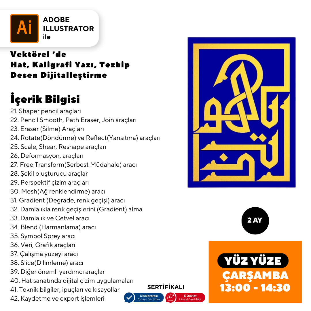 Vektorel'de Hat kaligrafi Yazı Tezhip Desen Dijitalleştirme