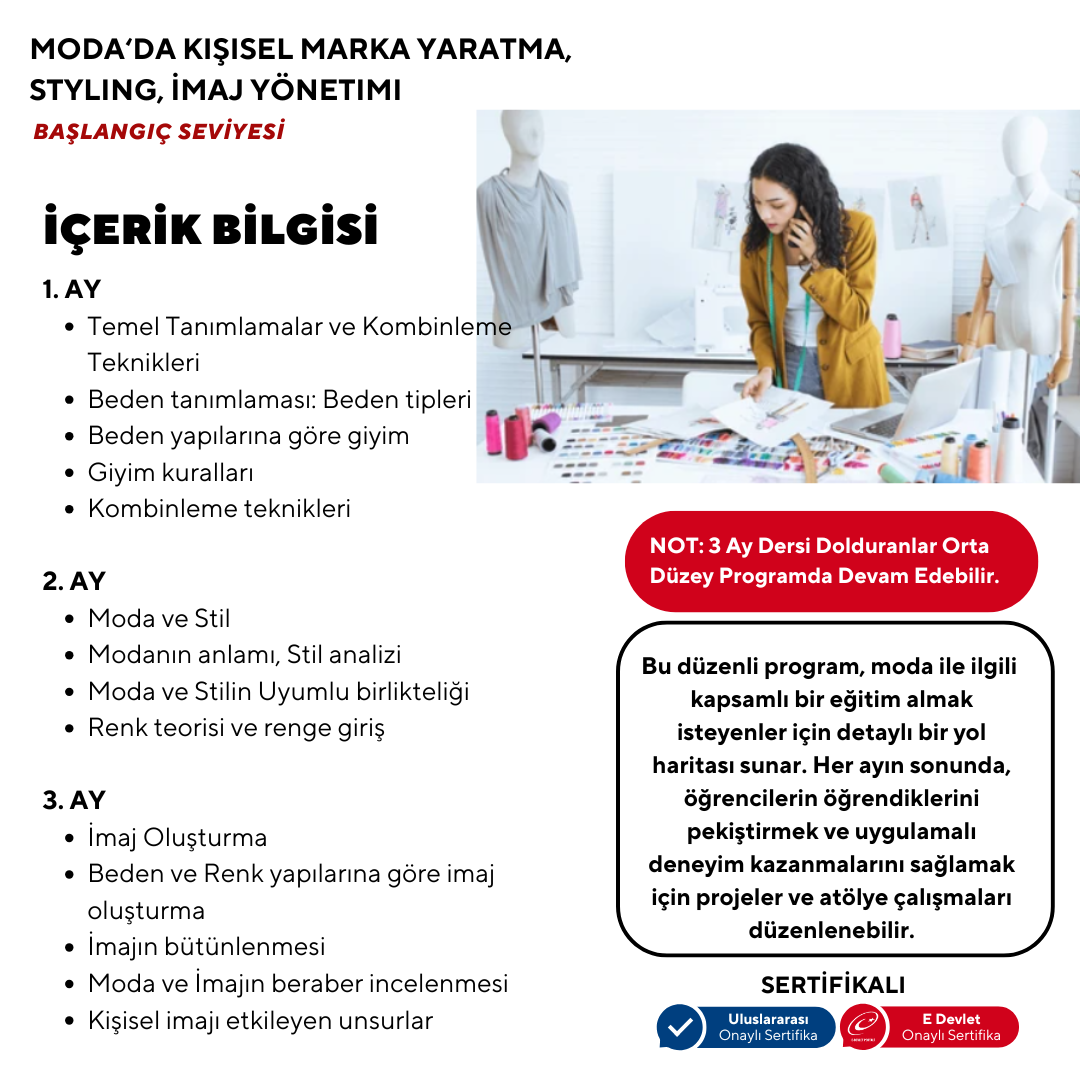 Moda'da Kişisel Marka Yaratma,Styling, İmaj Yönetimi -Başlangıç Seviyesi