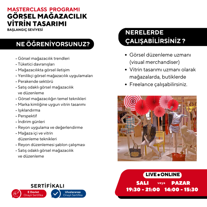 Görsel Mağazacılık ve Vitrin Tasarımı (Masterclass Eğitim Programı)