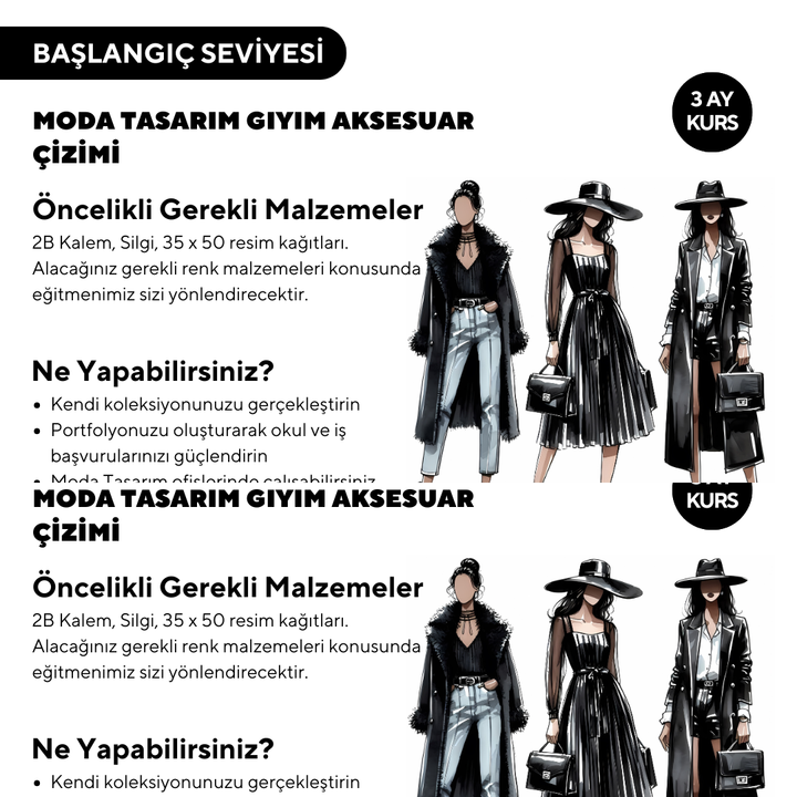 Moda Tasarım Giyim Aksesuar Çizim (Yüz Yüze)