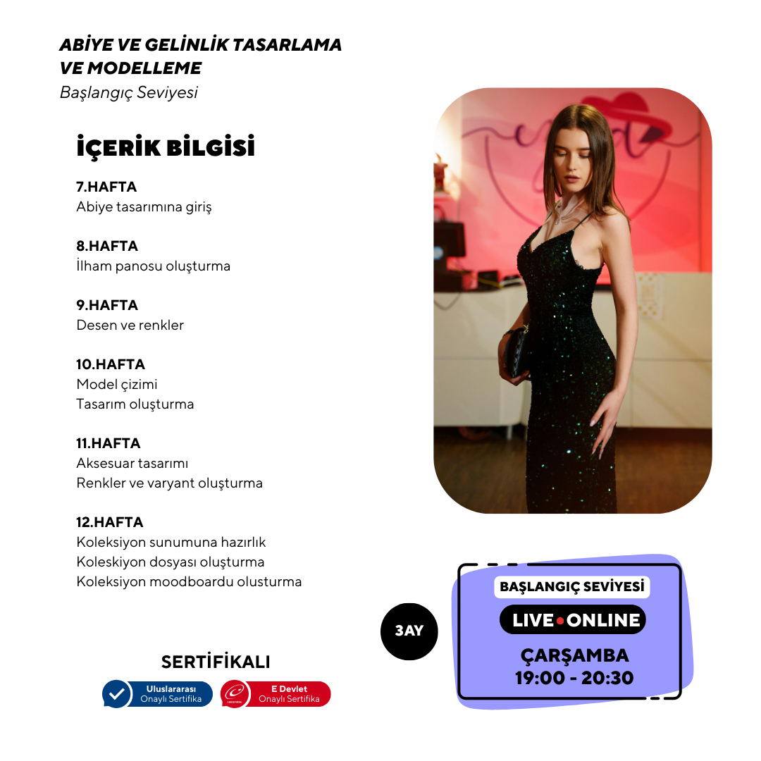 Abiye ve Gelinlik Tasarlama Modelleme (online)