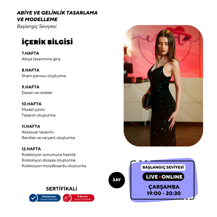 Abiye ve Gelinlik Tasarlama Modelleme (online)