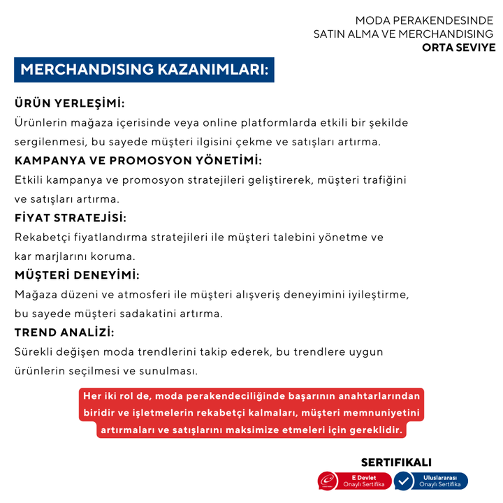 Moda Perakendesinde Satın Alma ve Merchandising ( Yüz Yüze)-Orta Seviye