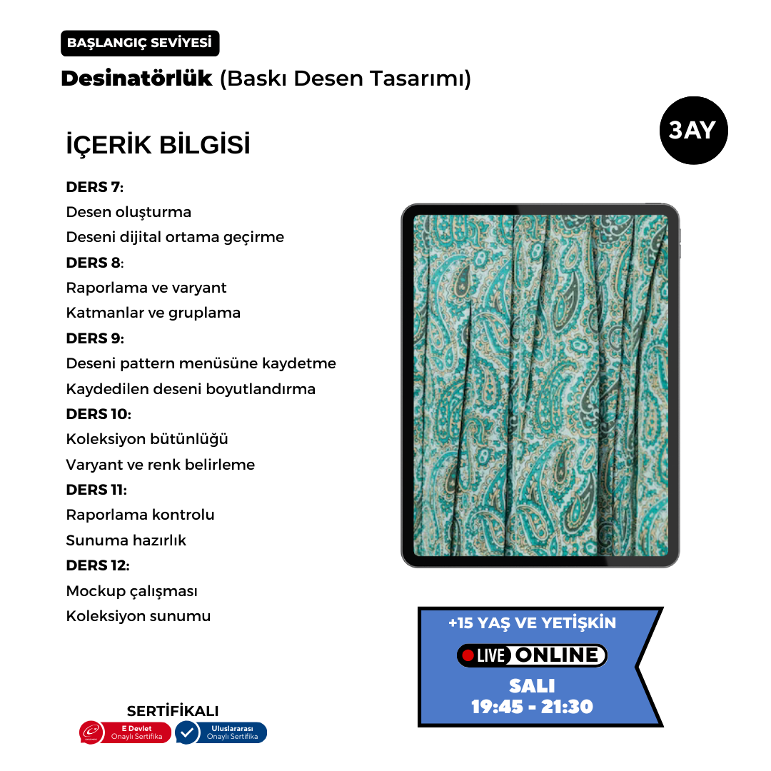 Adobe Photoshop ile Desinatörlük  (Baskı Desen Tasarımı)